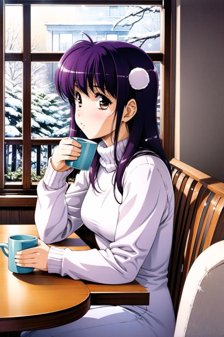 10485-248581279-1girl, solo, window, sitting, cup, drinking, mug, hair bobbles, purple hair, brown eyes, long sleeves, hair ornament, dress, sno.png